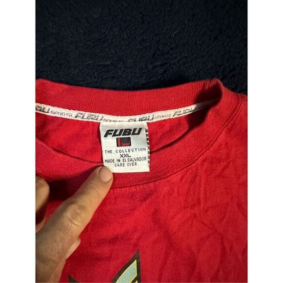 Y2K FUBU Track Racing T Shirt Red Hip Hop Baggy Style Sz XXL B20 - Picture 5 of 6